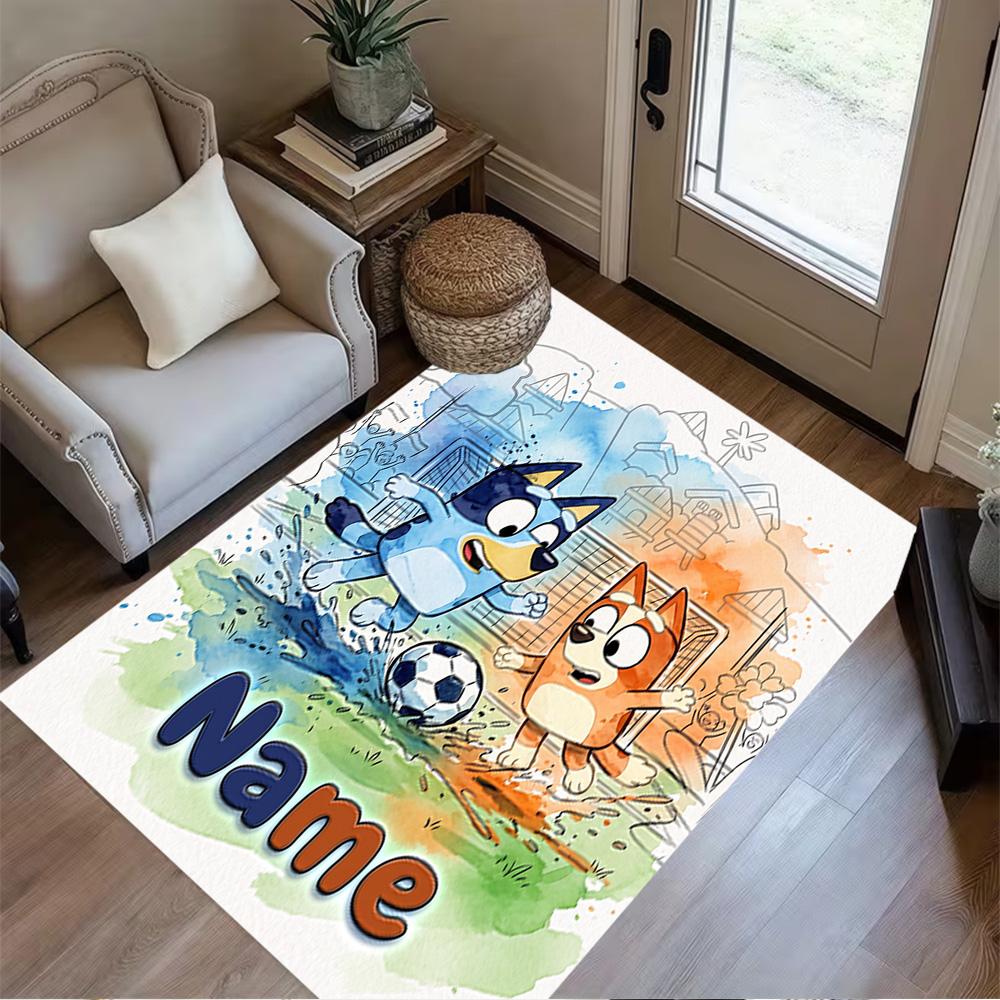 Cartoon Soccer Stars Trophy Customize Your Name Floor Mat Perfect for Kitchen Playrooms Decorate room Bedrooms Anti-slip Rug Decorate Offices