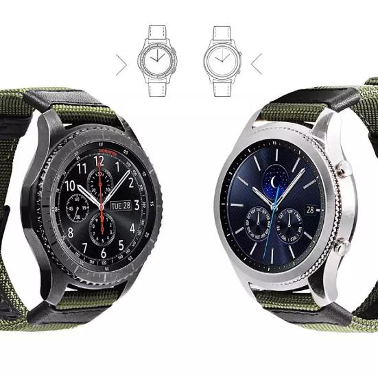Cinturino per orologio in tela da 20/22 mm di ricambio per Huawei GT2 per Samsung S3