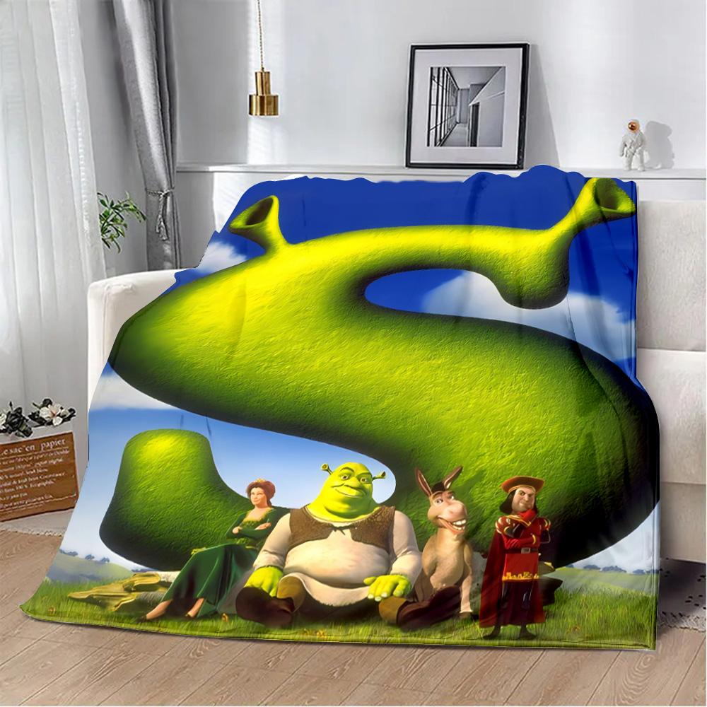 Funny Cartoon Shrek Printed Blanket Picnic Blankets Warm Blanket Soft and Comfortable Blanket Home Travel Birthday Gift