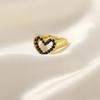 European & American Geometric Gilded Copper Heart Ring with Smooth Surface Design & Creative Imitation Pearl – Trendy Luxury Couple Rings for Women.