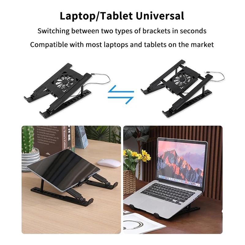 Universal Laptop Tablet Cooling Stand with Fan Foldable Adjustable Speed Portable Desktop Radiator Holder for Home Office