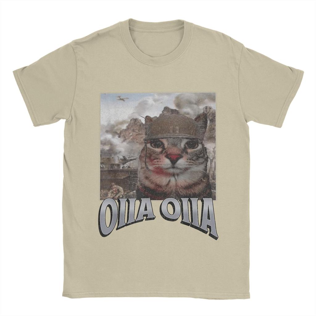 2025 Summer Oiia Oiia Cat Meme 100 Pure Cotton Printed Tshirt  for Men Cotton Novelty Round Neck Funny Short Sleeve Graphic