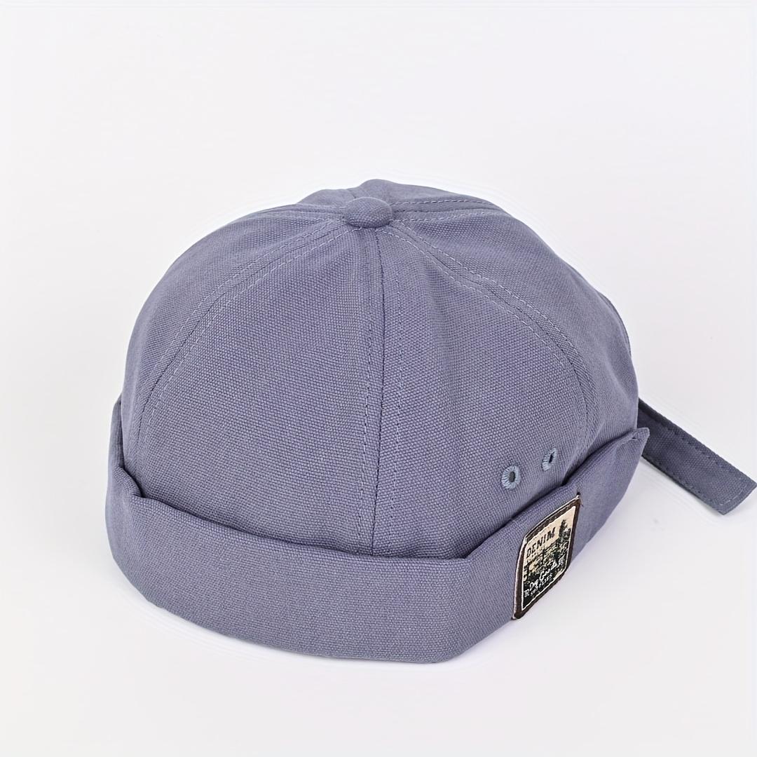 

Men s Daily Wear Brimless Docker Cap Retro Rolled Cuff Skullcap Adjustable Breathable Sailor Hip Hop Hat небо синє кольору
