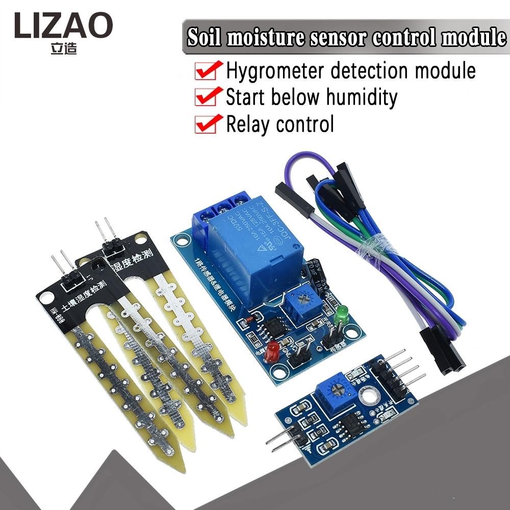 LIZAO Soil Moisture Sensor Control Module, Automatic Irrigation Relay Board with Humidity Detection and Low-Humidity Trigger