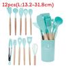 Silicone Kitchen Utensil Set With Wooden Handles For Nonstick Cookware And Heat Resistance