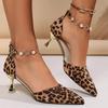Women Sexy Leopard High Heels Sandals Bead Crystal Luxury Party Shoes Designer Dress Pumps Zapatillas De Mujer Elegant