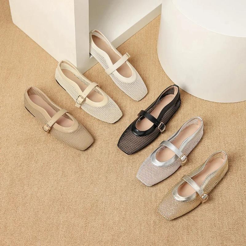 Fashion Flat Sandals Woman Mesh Women's Shoes Summer Mesh Shoes Women's Sandals Breathable Shoe 2025 New Hollow Single Shoes Women Flats