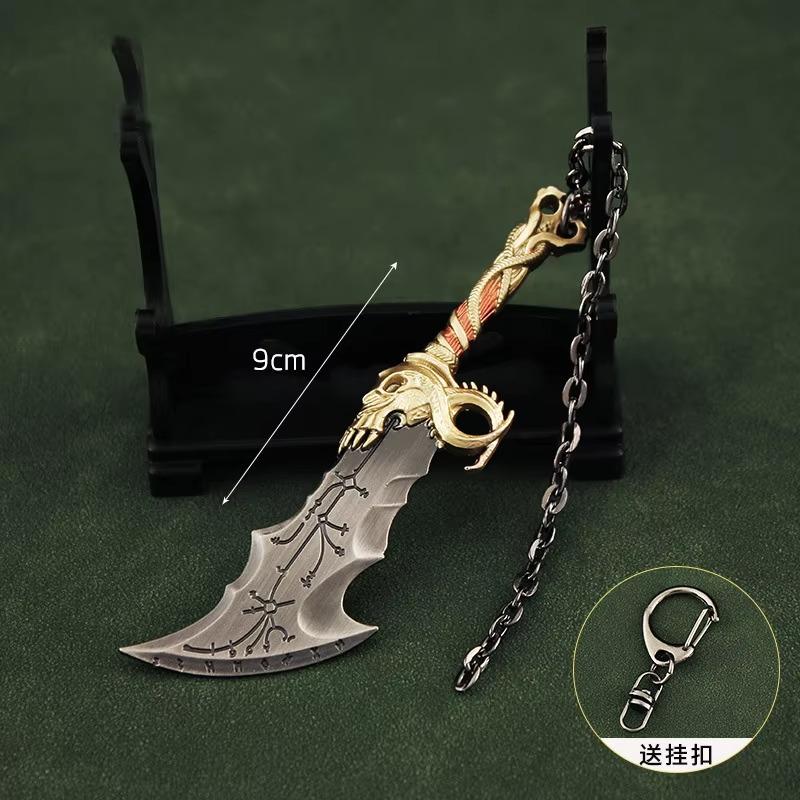 New God of War Weapon Blades of Chaos Kratos Rune Edition Game Peripheral Mini Keychains Metal Model Pendant Birthday Gifts Toys