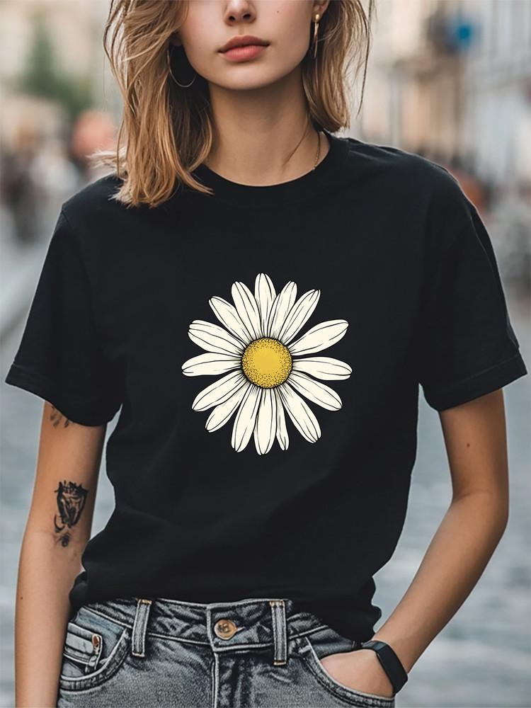 Daisy Floral Graphic Unisex T-Shirt Women Men Trendy Tee Fashion Casual T-shirt Unisex T-Shirt