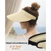 Fashion Sun Hats Visor for Women, Straw Beach Hat Adjustable Wide Brim Ponytail Packable for Summer Travel UPF 50