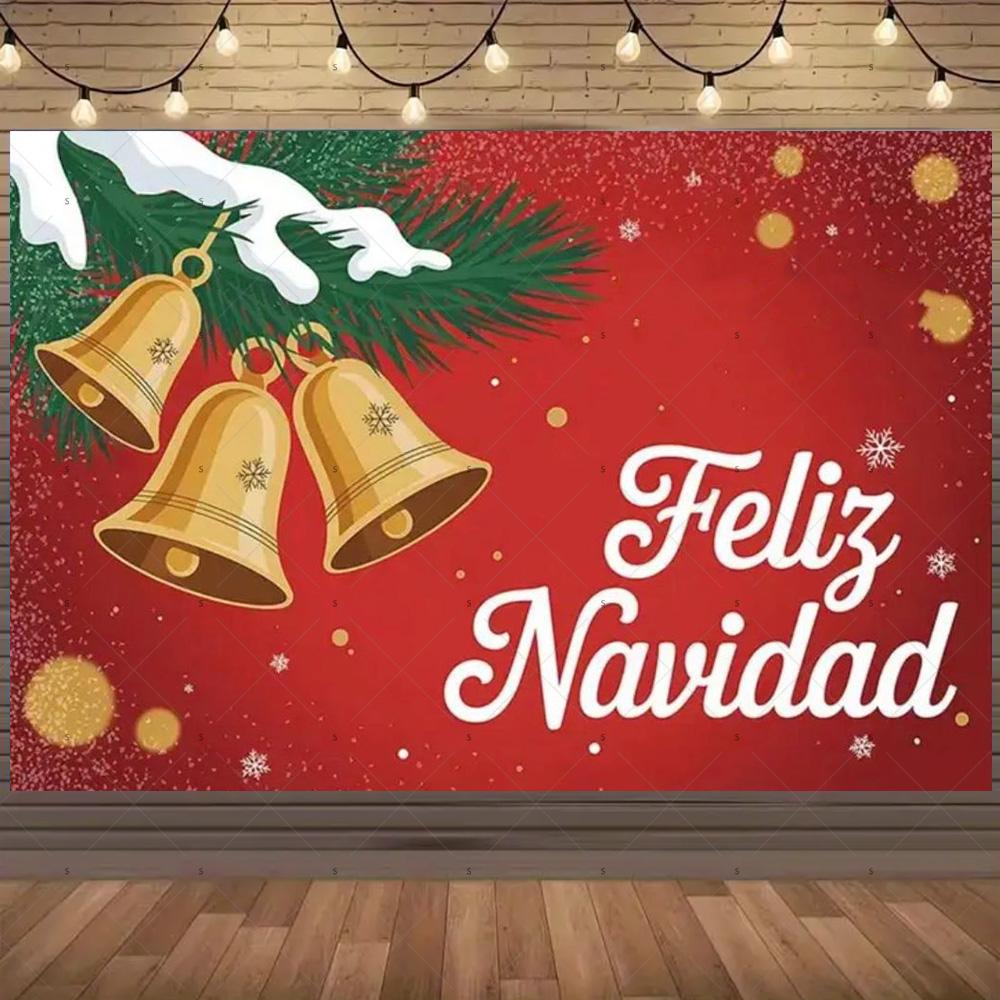 Winter Christmas Background Banner Spanish Christmas Party Decoration Xmas Tree Santa Claus Backdrop Supplies Photography Props