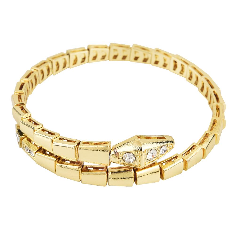 Snake Bracelet Elastic Spring Snake Bracelet Full Inlaid Women's Plated Temperament Fashion