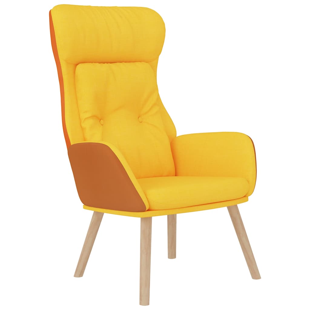 Recliner Chair with Ottoman Mustard Yellow Faux Leather & Fabric
