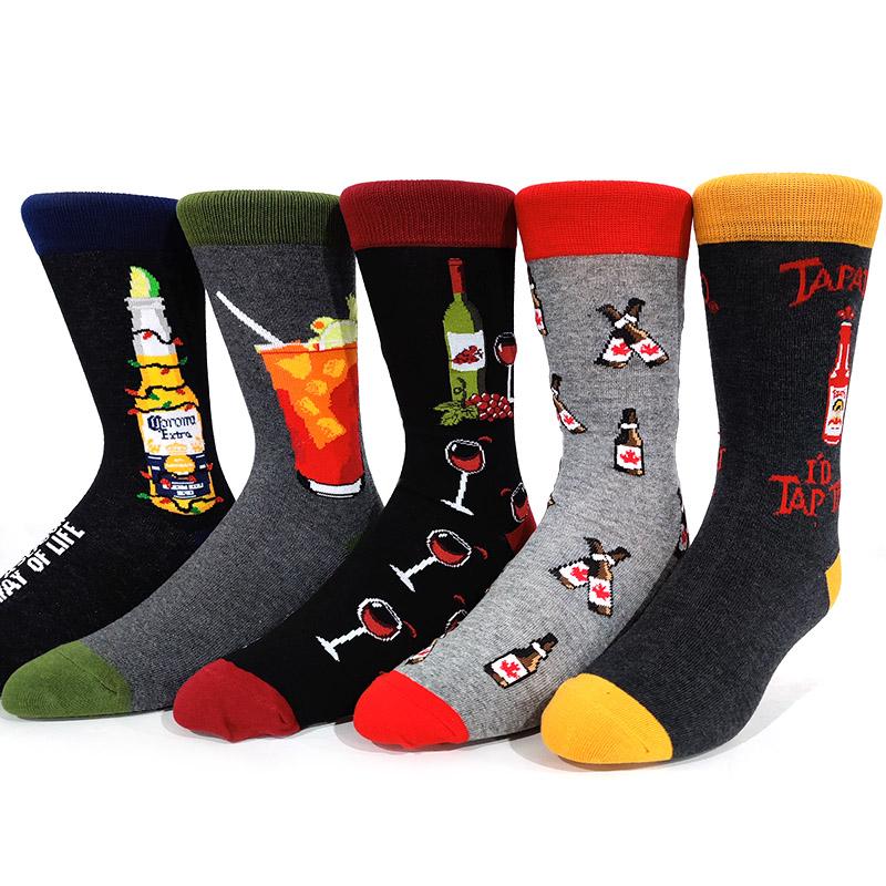 5 Pairs/Pack Men Funny Socks Casual Hip Hop Creative Cartoon Novelty Calcetines Hombre Street