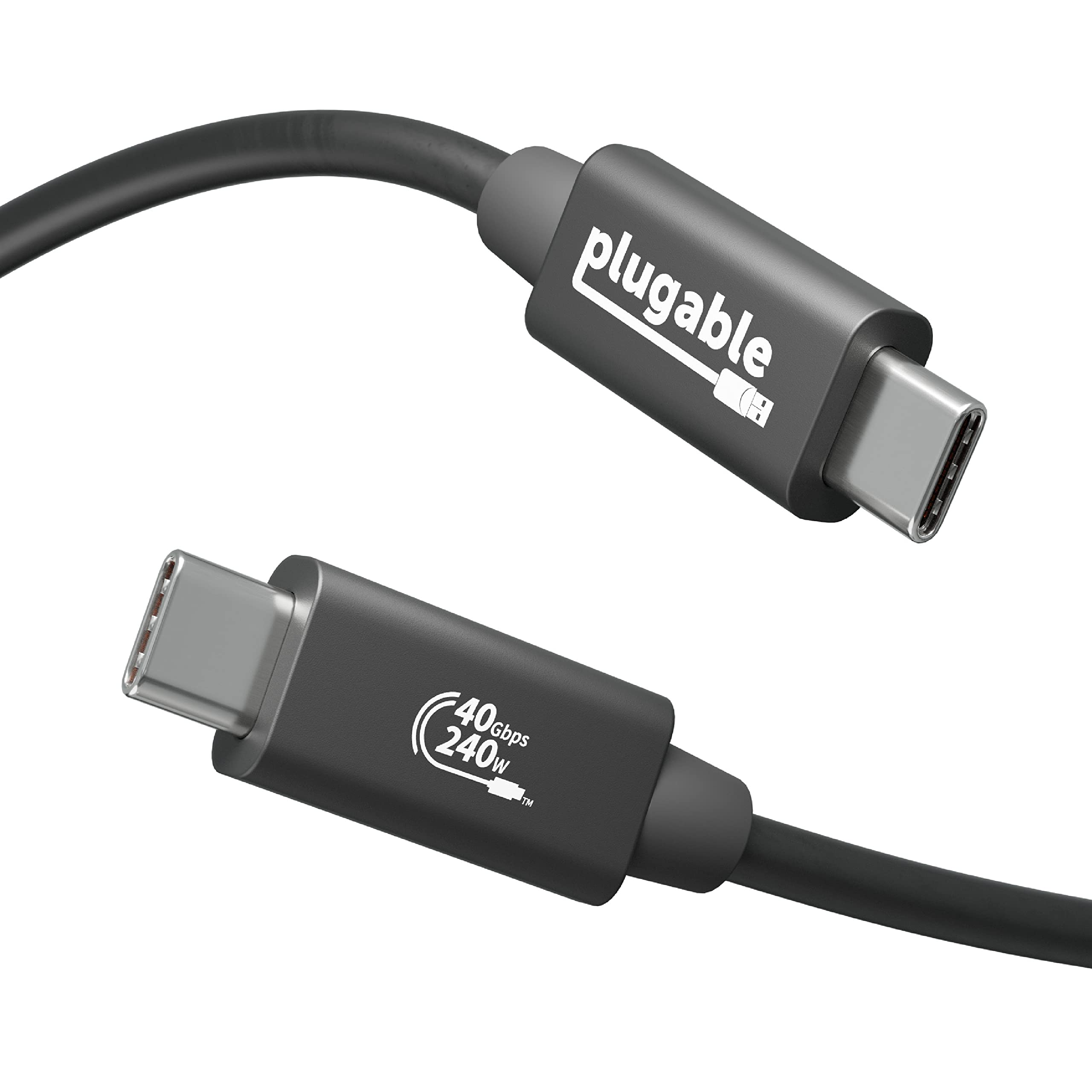 

Plugable USB4 Cable 40Gbps 240W Charging Supported 1m 1 x 8K Monitor 2 x 4K Monitor USB4 Thunderbolt 4 Thunderbolt 3 Compatible [USB-IF Certified] - чёрный