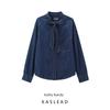 Kaslead New Arrival Women's Fashion Style Fashion Minimalist Bowknot Decoration Denim Shirt 5520267