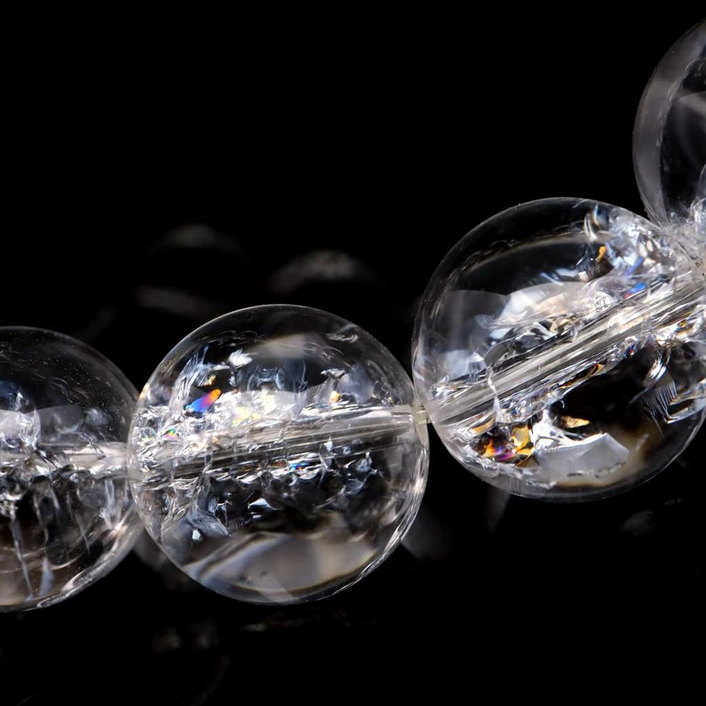 Iris Quartz Artificial Crack Bracelet 14mm Natural Stone Power Stone Rainbow Quartz [GOLD STONE]