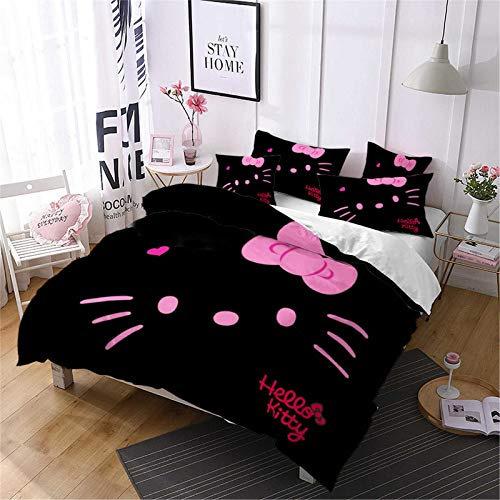 

Digital 3D Printing Three-Piece Set Cartoon Cat Kitty Bedding Quilt Cover Pillowcase Home Textile 100*135