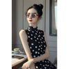 French high-end sense is super good-looking, high-end exquisite small man shows high temperament, beautiful black polka dot dress Zixia