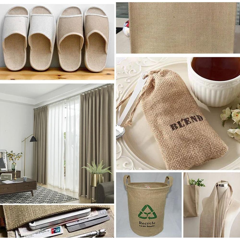 63"X19.6" Density 50*50 Natural Jute Burlap Fabric For Bags Placemats Tablecloth Background Decoration Protect Plants Xmas Decor