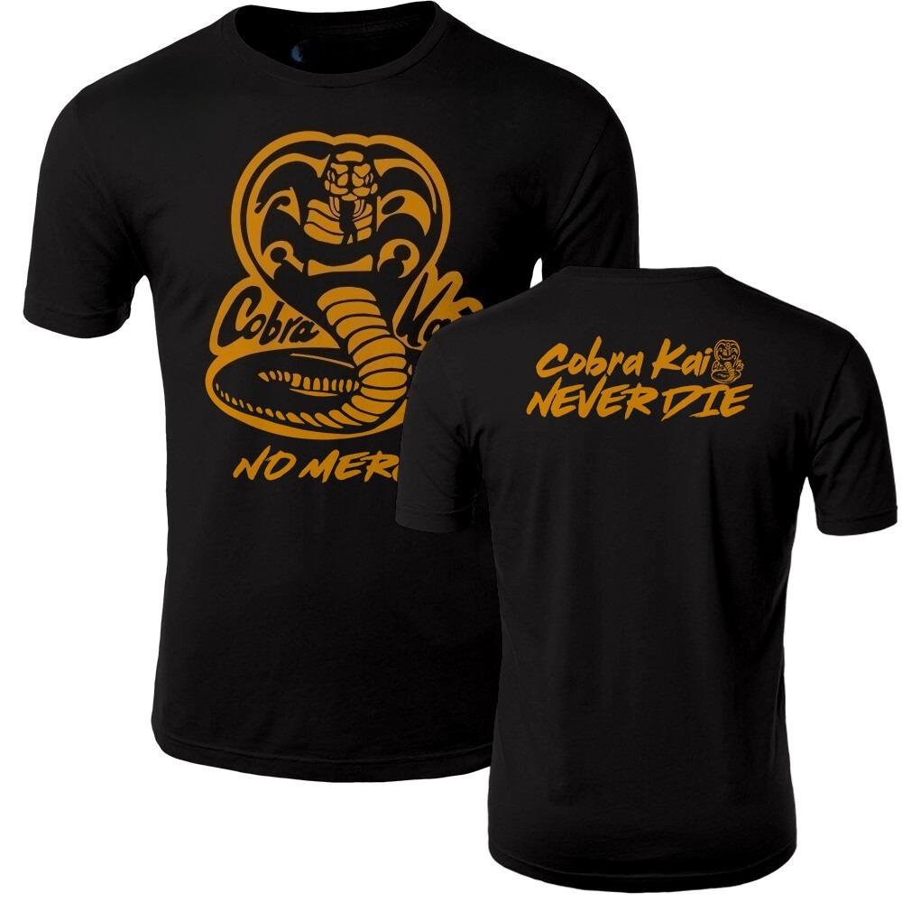Men's Cotton Shirt New Cobra Kai Never Dies No Mercy Karate Kid Ufc Mma Shorts Sleeve Shirt Graphic T Shirts Vintage Streetwear