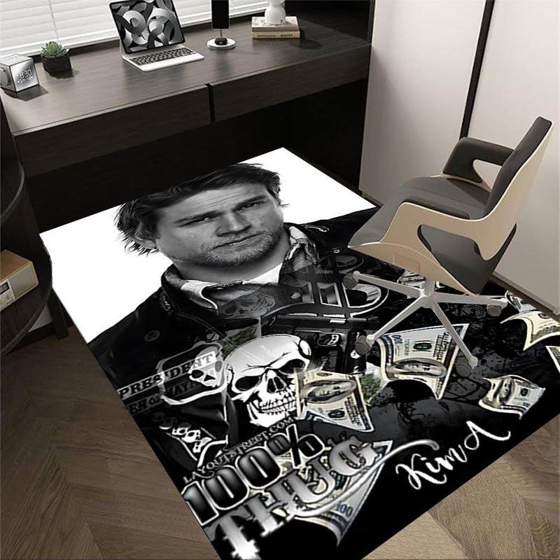 

1pc Sons of Anarchy themed Office Carpet Chair Mats - durable polyester rug for home theater, office, dorm room decor - tA92 60cm by 90cm