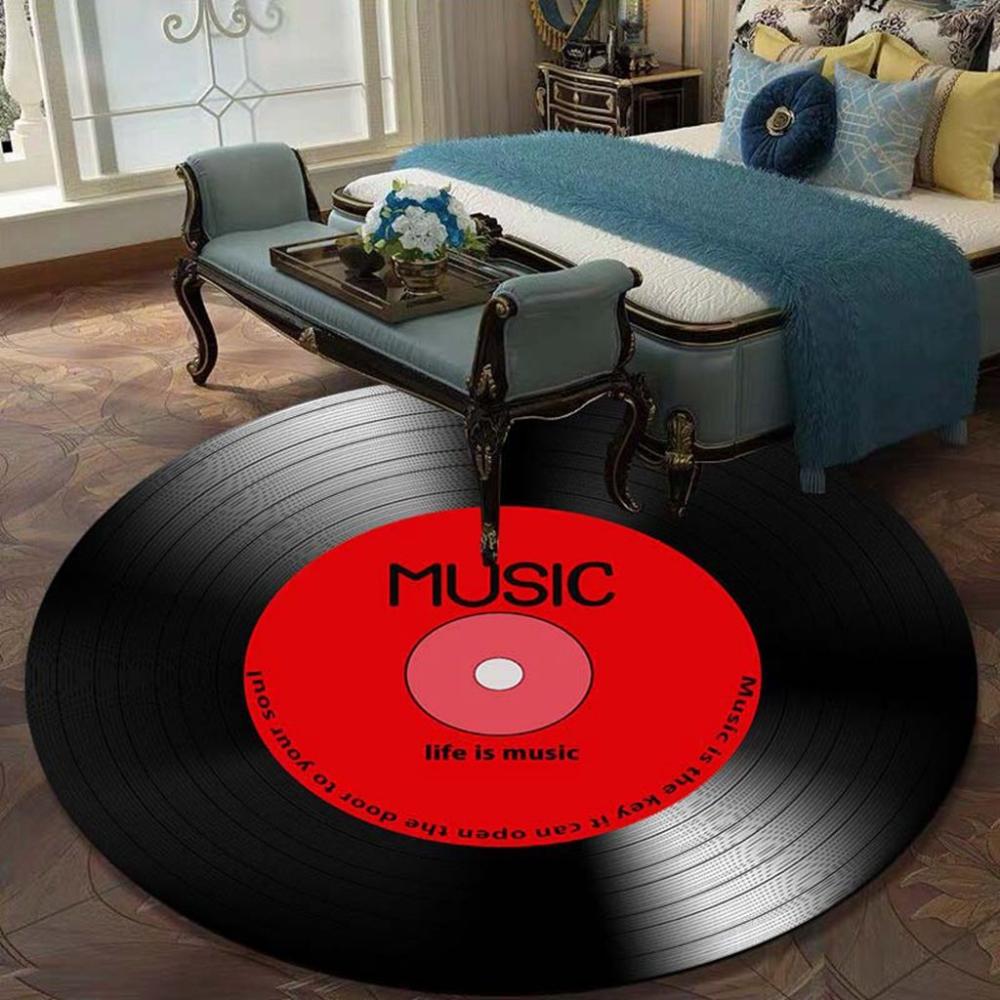 Doormat Vinyl Record Pattren Household Anti-Slip Home Decor Carpet Floor Mat Music Record Rug