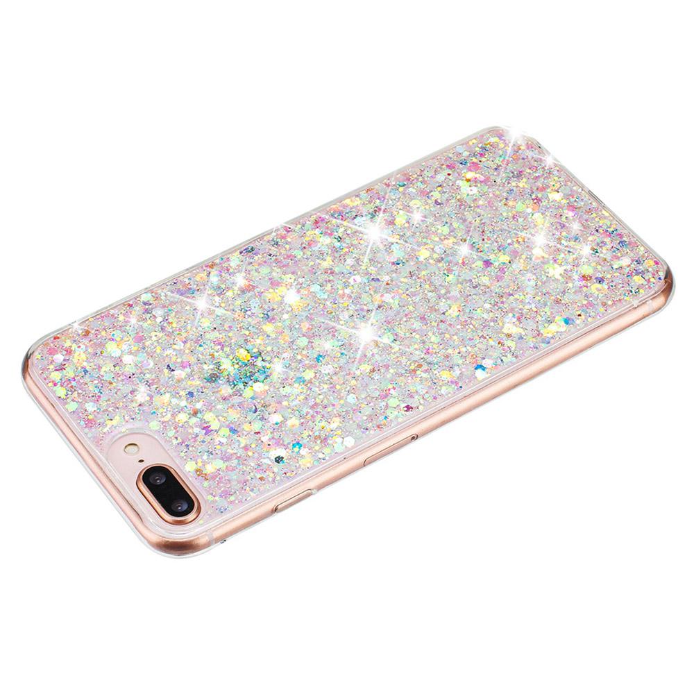 

For iPhone 6 Plus/7 Plus/8 Plus 5.5 inch Glittery Powder Decor Phone Cover Epoxy TPU Phone Case Pink