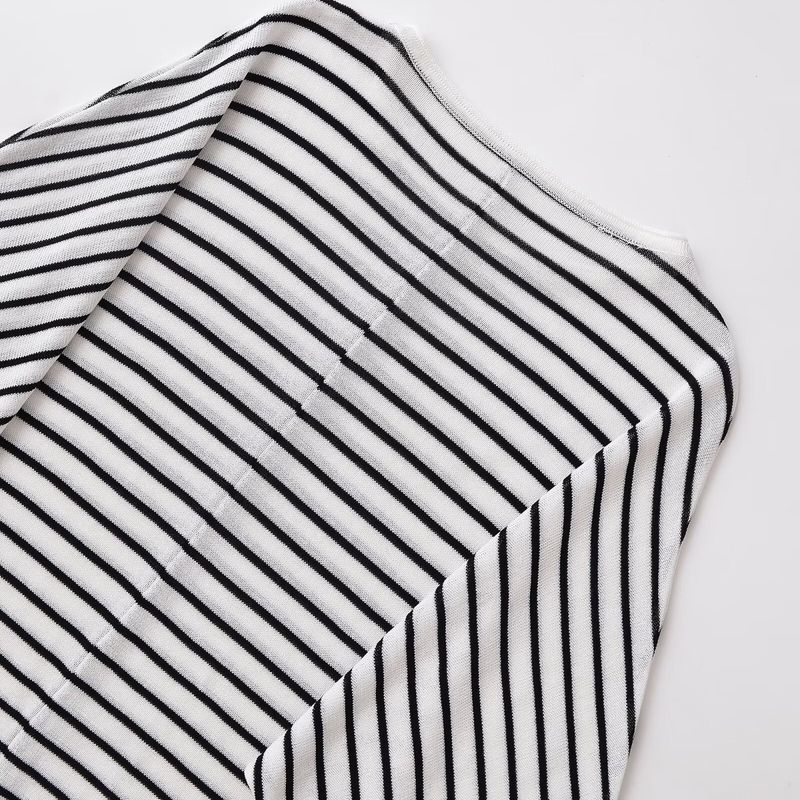 Kaslead New Women Clothes Western Style Fashion Simple Bat Sleeve Stripe Top 1165260