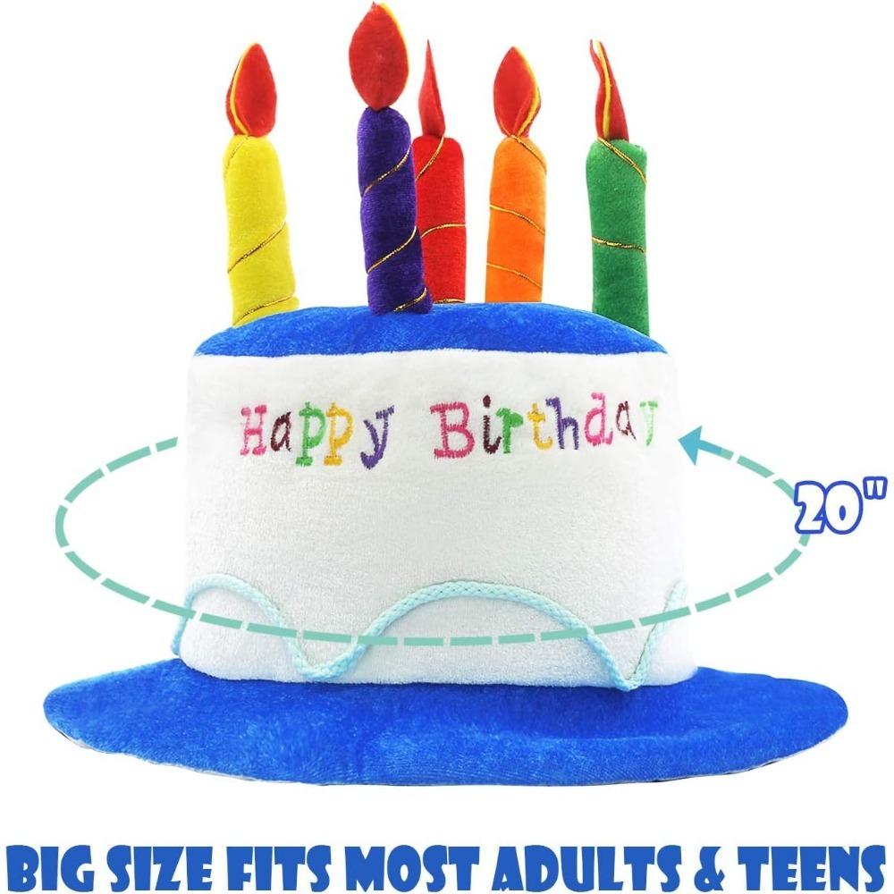 Plush Birthday Cake Hat and Glasses Set 2pcs Novelty Birthday Party Accessories for Kids Adults Happy Birthday Celebration Decor