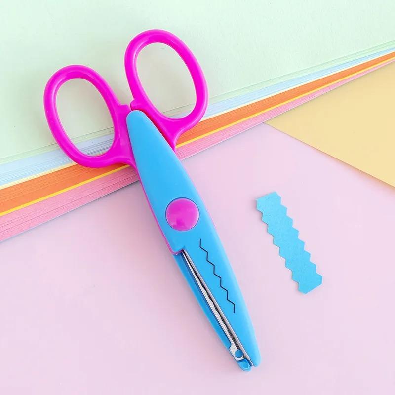 Safety Scissors Wavy Pattern Paper Cutter DIY Handmade Tools Paper Craft Cute Card Photo Scissors Kids Gifts Office Supplies
