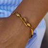 Design sense Classic style 18K gold, curved wave clip steel ball OT buckle bracelet jewelry