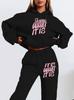 Women's Autumn Letter Print Hooded Sweatshirt Set