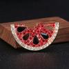Blucome Fashion New Alloy Encrusted Watermelon Brooch Simple and Versatile Dripping Oil Fruit Anti-glare Collar Pin