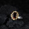 Color Treasure Ring S925 Sterling Silver Inlaid With Natural Topaz Lapis Lazuli Flower Ring Women'S Fashion Versatile Open Ring
