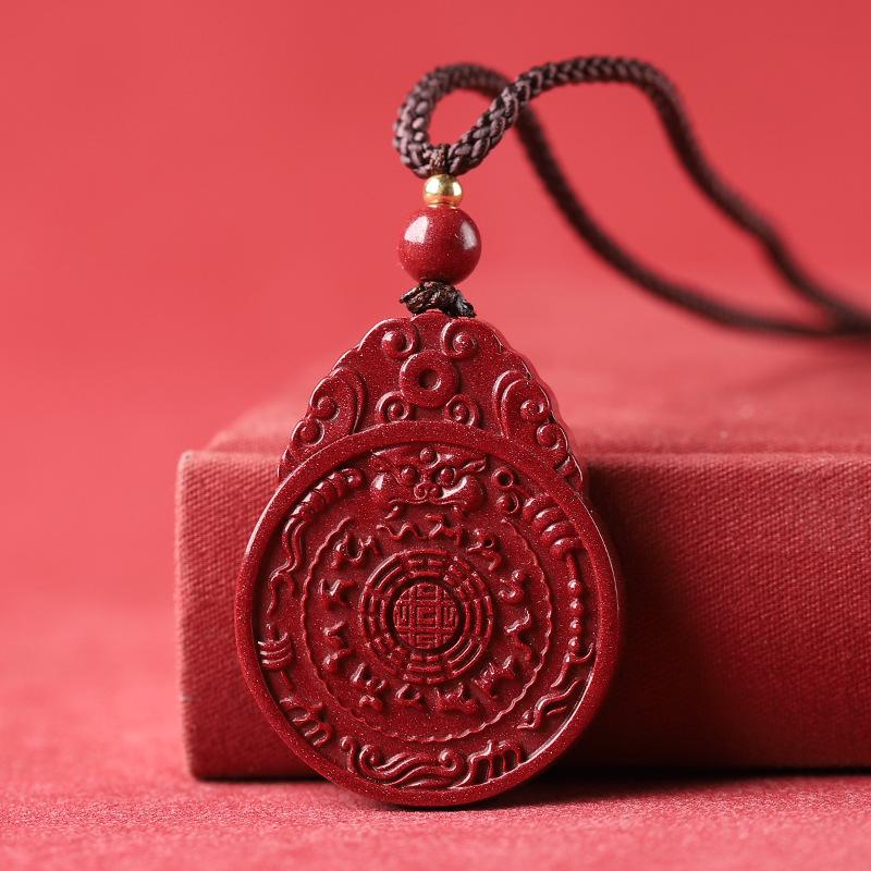 Nine Palaces Cinnabar Bagua Pendant - Purple Gold Sand Men's & Women's Necklace