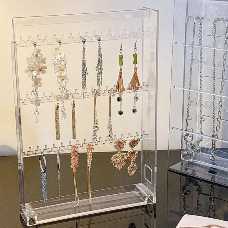 Portagioie in Plastica Trasparente Scatola per Collane Braccialetti Rastrelliera per Orecchini Stud Antipolvere Scatola portaoggetti per Orecchini