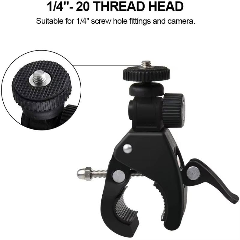 Bicycle Clamp 360 Degree Rotating 1/4 Camera Dv Bike Handlebar Bracket Tripod Mount Screw Clip For Hero 13 12 11 Universal