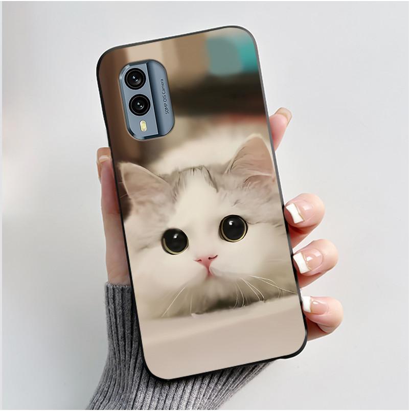 Casing For Nokia X30 5G Case Aesthetic Fashion Cute Cat Astronaut Cartoon Black Silicone Soft Shockproof Phone Case Back Cover