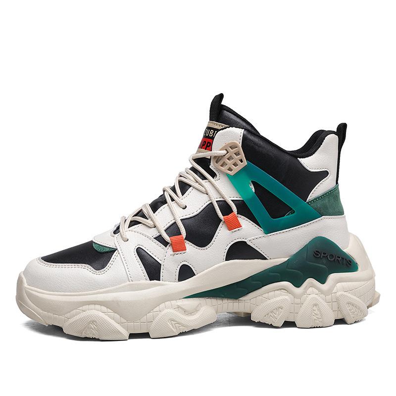 Pánské boty s vysokým svrškem 2024 nové podzimní ležérní běžecké basketbalové sportovní boty pro studenty středních škol se silnou podrážkou zvyšující výšku trendy boty pro tátu