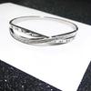 High-End Women's Silver Titanium Steel Zircon Bangle Bracelet