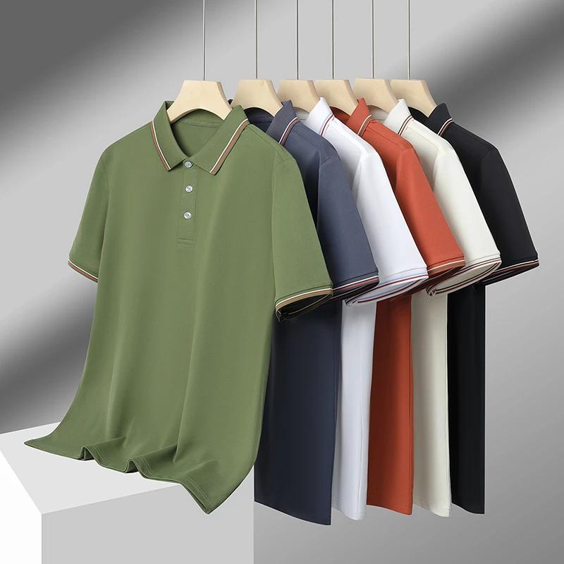 New Men's Business Casual Short Sleeved Shirt Solid Color Polo Shirt Fashionable Breathable Comfortable Versatile Top