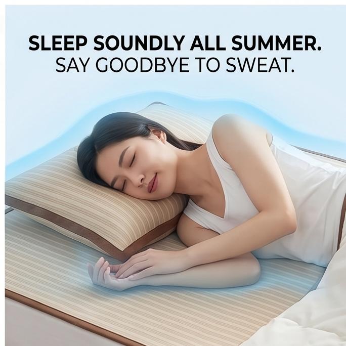 Machine Washable Ice Silk Cooling Mattress Set with 2 Pillowcases, Breathable Summer Bed Sheet for Home Dorm, Soft Fitted Sheet