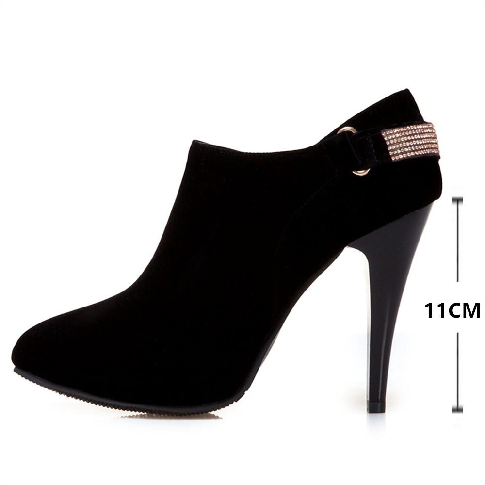 Fashion Spring Autumn New High-heeled Ankle Boots Sexy Fashion Boats for Women Rhinestone Thin Heeled Platform Short Booties Femininas