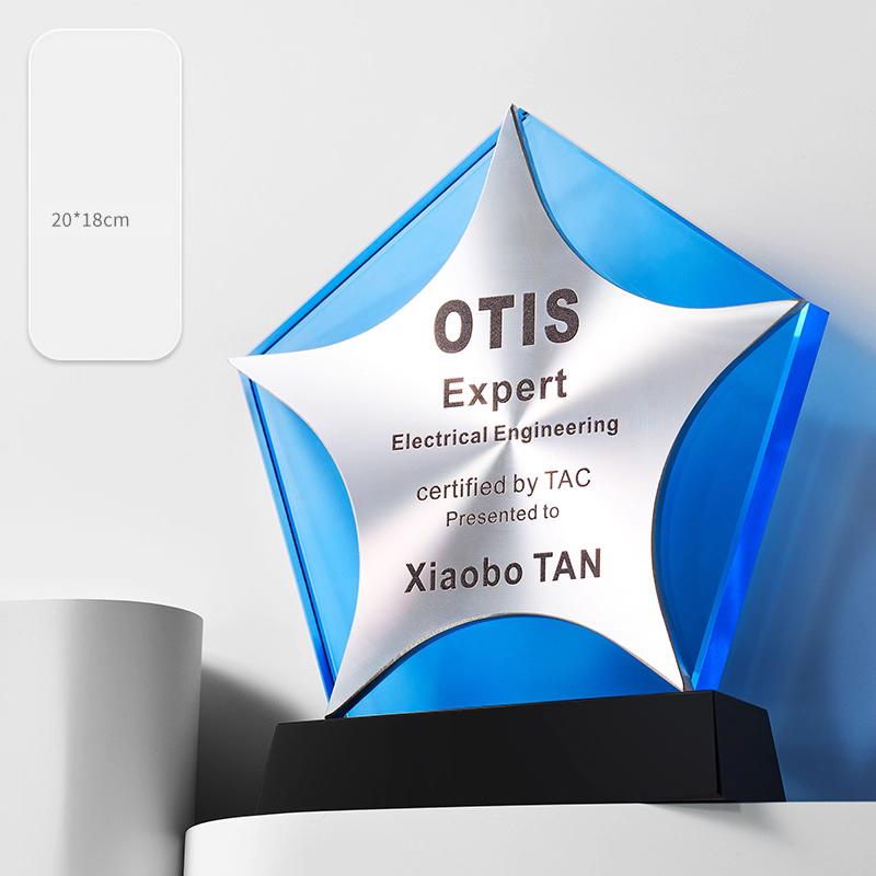 Customized High-end Metal Mirror Crystal Trophy, Annual Meeting Employee Celebration Souvenir, Excellent Awards Decorations, 1Pc