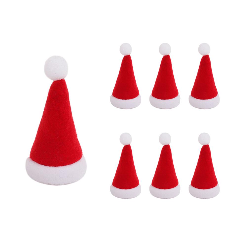 20/1Pcs Mini Santa Hats Fork Knife Cutlery Holders Bag Wine Bottle Cover For Home Xmas Party Table Decoration New Year Kids Gift