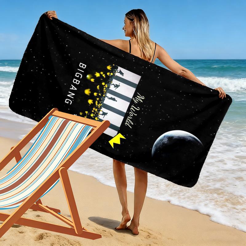 Big Bang: Icons Music Style Beach Towel Outdoor Camping Beach Absorbent Bath Towel Swim Seaside Beach Comfort Printing Travel and Vacation Towels