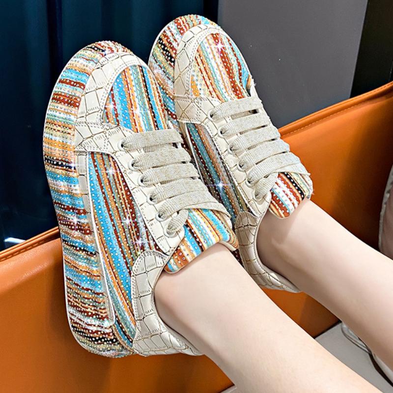 Colorful Starry Sky Rhinestone Sports Shoes for Women Thick Sole Mesh Comfortable Breathable Sports Shoes