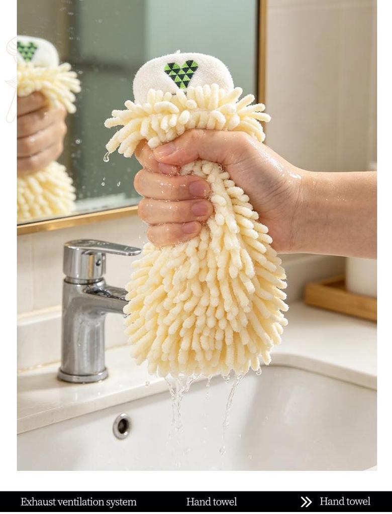 Chenille Quick-Dry Hanging Hand Towel - Cute & Absorbent for Kitchen, Bathroom, and Toilet