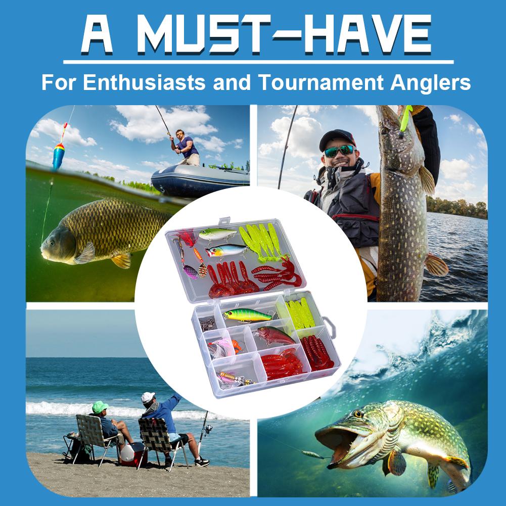 51Pcs Topwater Bait Rigs Multifunction Lure Tackle Kit Carbon Steel Biomimetic Fish Bait for Outdoor Fishing Accessories Tool